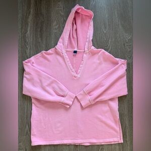 Old Navy Sporty Neon Pink Hooded V-Neck Sweatshirt Size Small‎